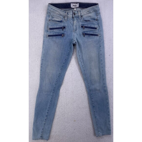 PAIGE Denim - PAIGE Edgemont Skinny Zip Jeans Women’s 25 Light Wash USA Made Stretch Denim